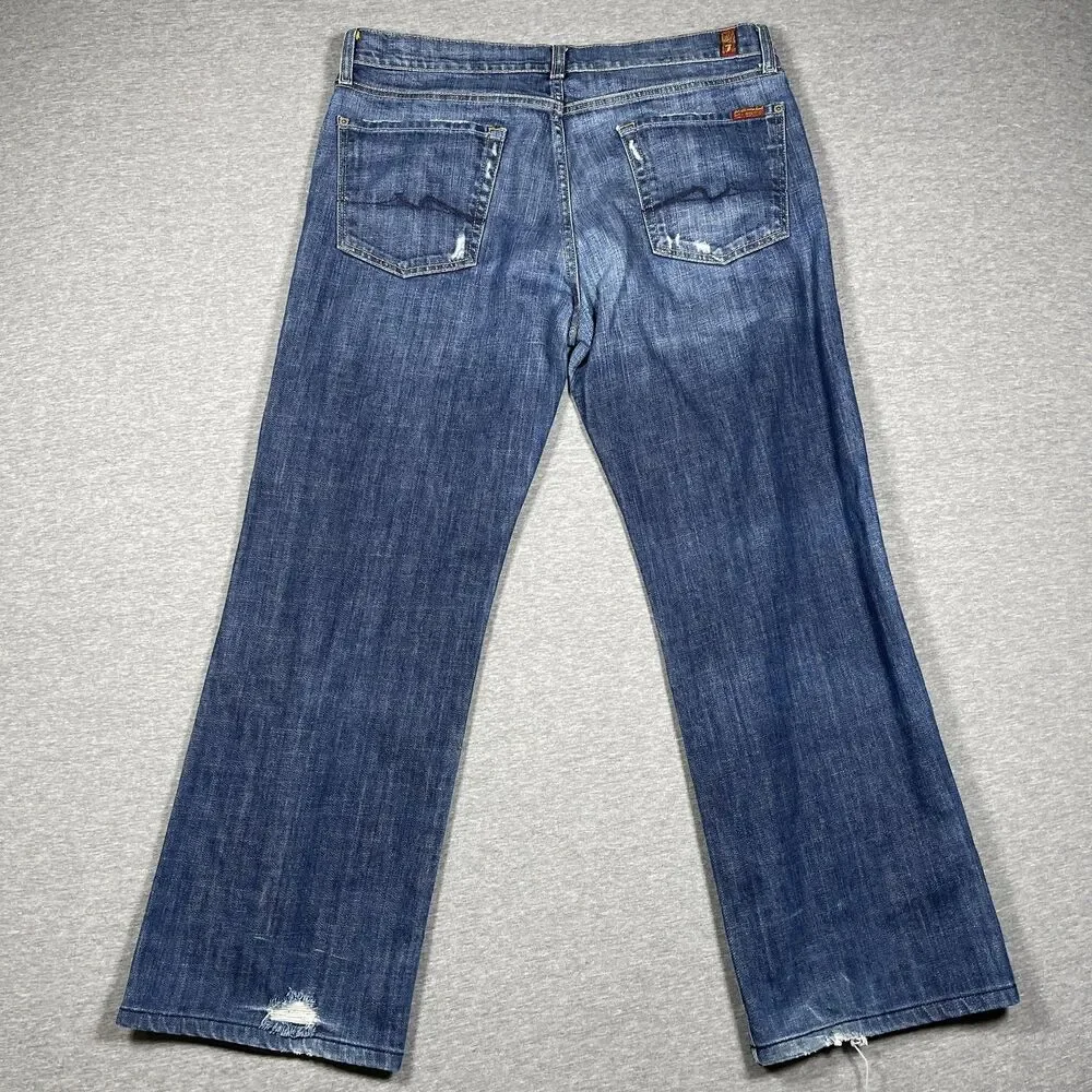 7 For All Mankind Relaxed Jeans Mens 36 Blue Medium Wash Straight Stretch